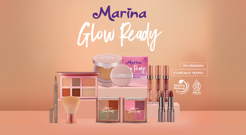 Penggunaan Makeup di Masa New Normal Bahkan Saat Work From Home Tetap Penting, Marina Luncurkan Makeup Alami, Halal dan Bebas Paraben<br>Marina “Glow Ready” 