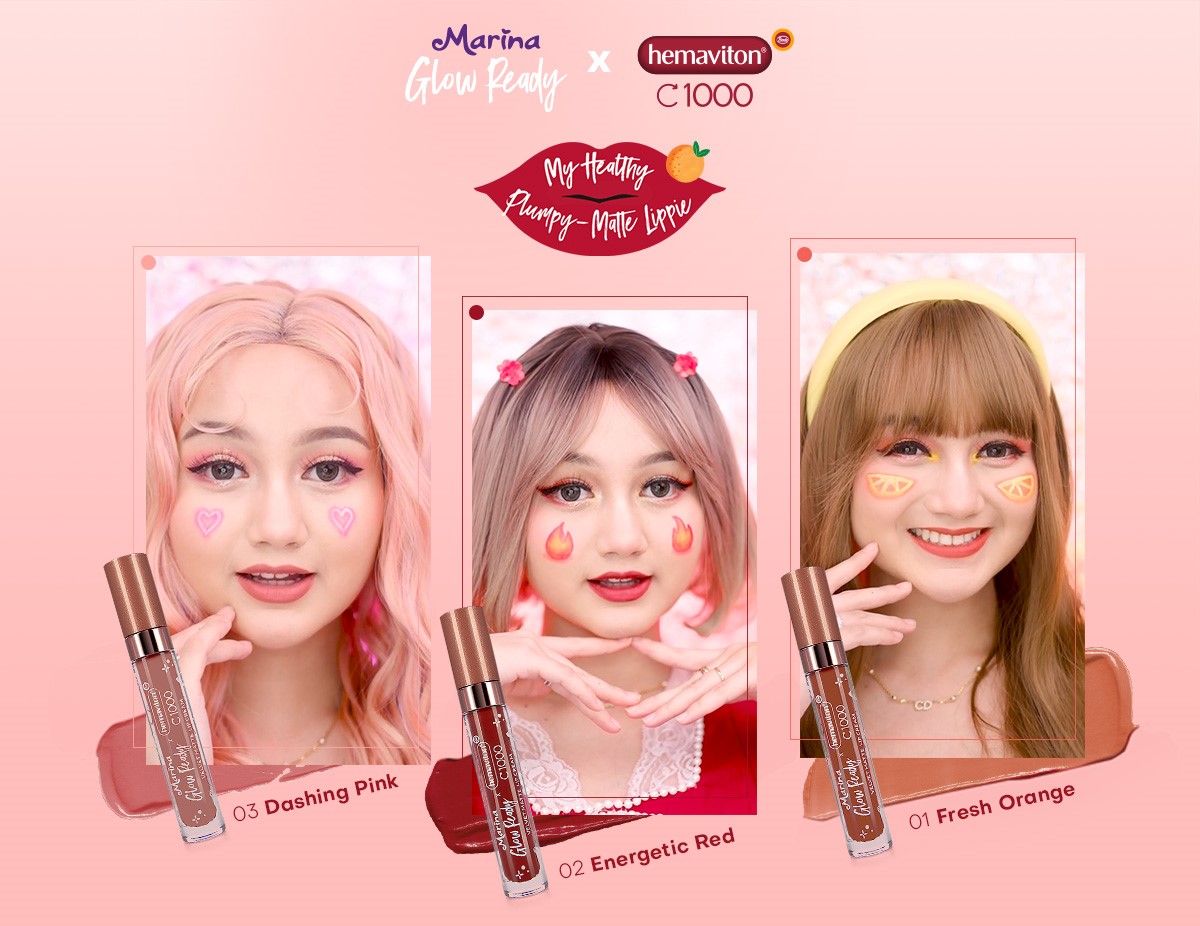 Kolaborasi Baru! Marina Glow Ready x Hemaviton C1000 Velvet Matte Lip Cream Limited Edition, yang Bikin Bibir Sehat